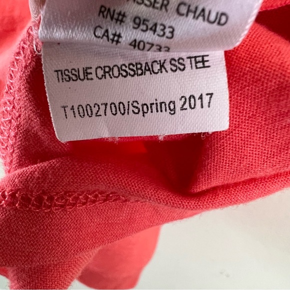 Toad&Co Organic Cotton Tissue Crossback Neon Coral Short Sleeve Tee - Picture 7 of 10